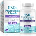 NAD Supplement for mænd og kvinder - Liposomal Nicotinamid Riboside, Quercetin, NAD + Supplement med Resveratrol 910mg - Understøtter muskel, hjerne, energi, 120 kapsler