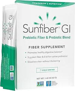 Morgendagens Nutrition Sunfiber GI 7- Day Kit, Prebiotic Fiber & Probiotika, 5g Prebiotic Fiber & 8 Millioner Probiotika Per Servering, Lav FODMAP, 7 Pakker, Unflavored