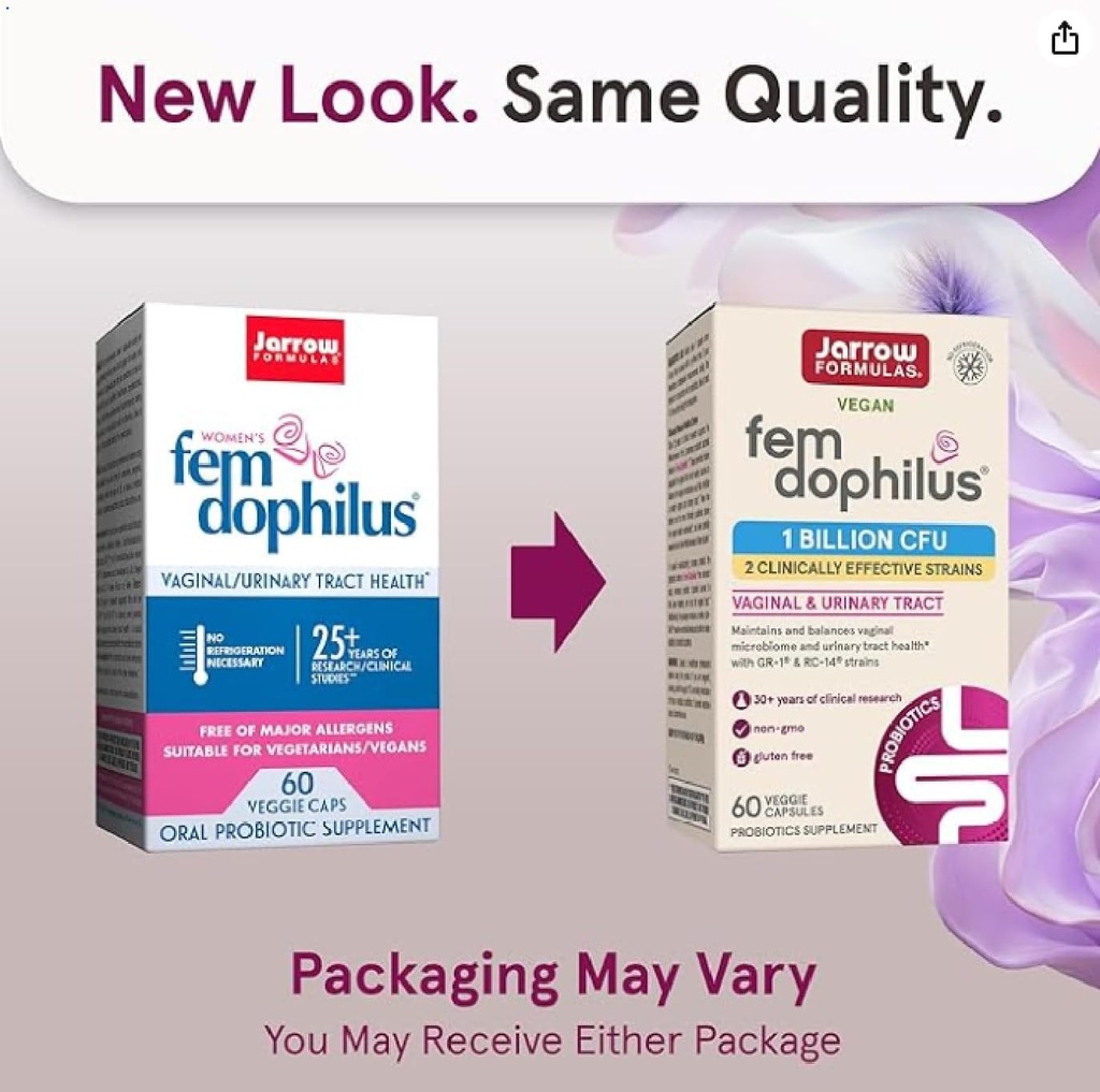 Jarrow Formulas Fem- Dophilus - 1 Millioner Organismer Per Servering - 60 Veggie Kapsler - Kvinder Probiotiske - Urinary Tract Sundhed - Op til 60 Servering