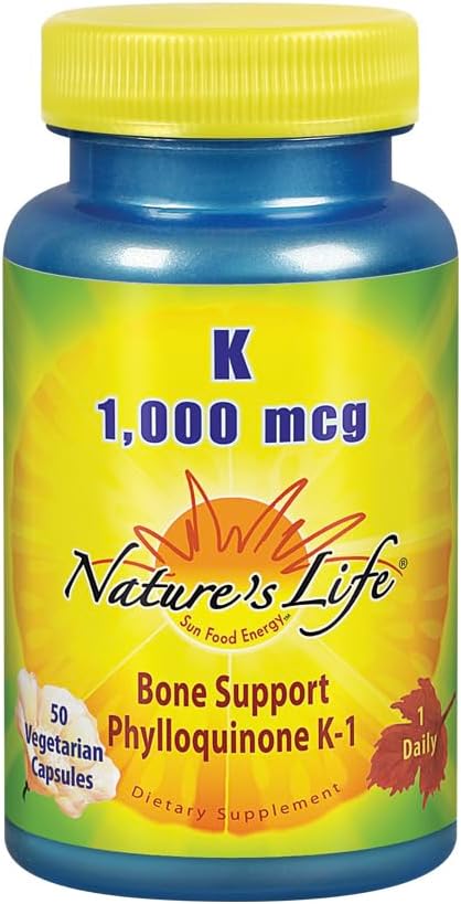 Nature 's Life Vitamin K 1000mcg Beeg 124; Phylloquinone K-1 tillæg, sunde knogler & cardiovaskulær Support