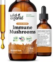 Wild & Organic Immunchampignons Tincture - 8-in-1 Mushroom Kompleks med Chaga, Tyrkiet Hale, Lions Mane, Reishi Extract - Immunsupport Drops - Vegan, Sukker & Alkohol- Free Liquid Supplement - 2 fl oz