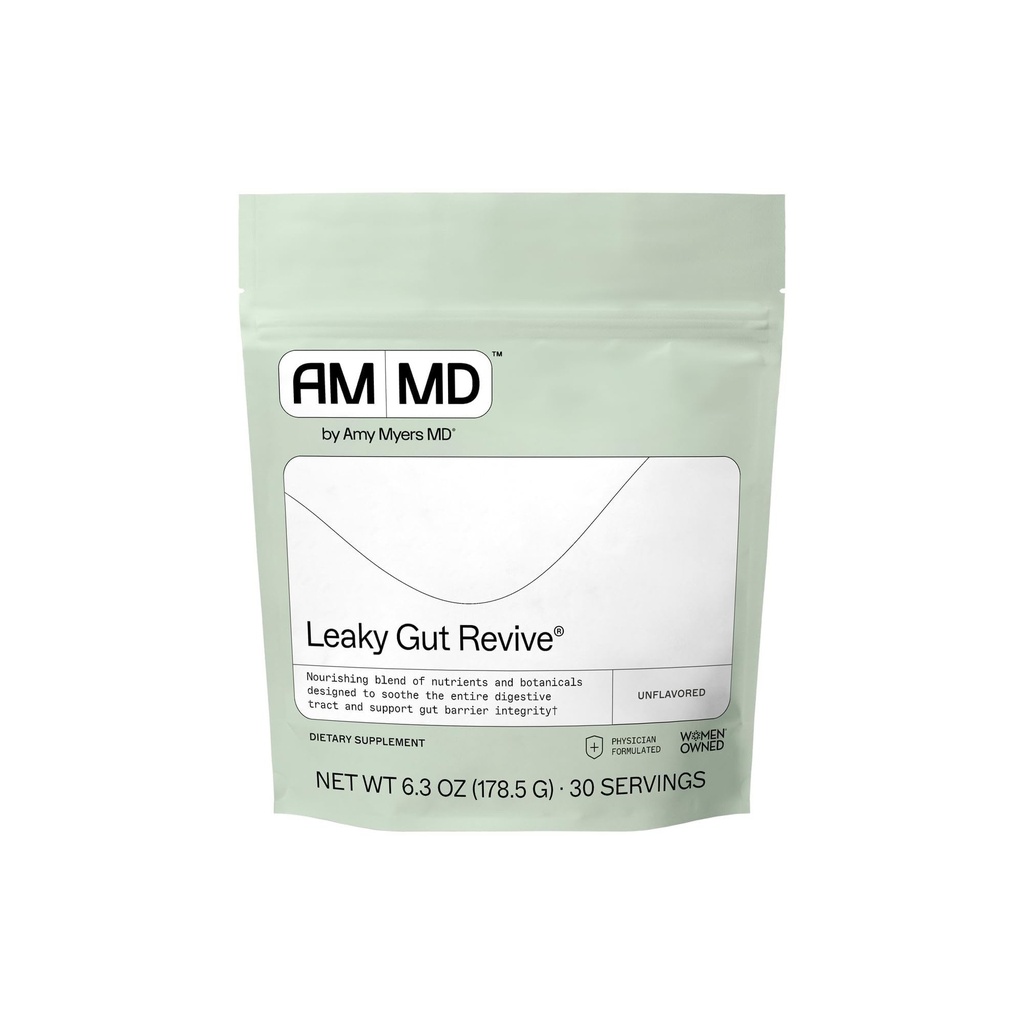 Amy Myers MD Leaky Gut Revive - Gluten- Free & Non- Dairy - Botanisk Blend for sund Gut Support - GI Health Support med Prebiotic Fiber, Slippery Elm Bark & Marshmallow Root - 6,3 oz (30 Servere)