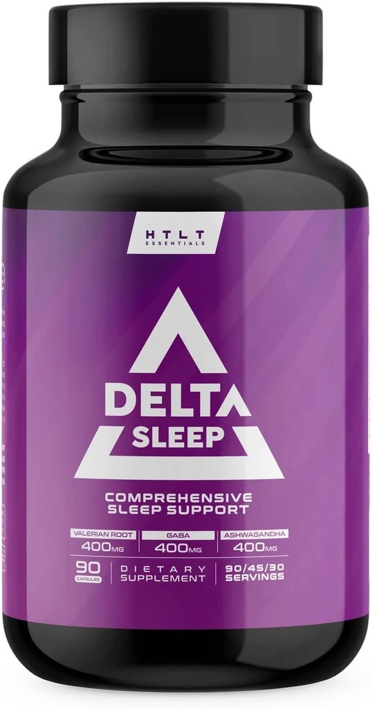 Delta Sleep by HTLT Yax124; Omfattende Sleep Supplement med Ashwagandha, Melatonin, 5- HTTP, & GABA Yax124; L- Theanin & Magnesium Glycinate til at vedligeholde GABA Niveauer Yax124; Valerian Root for Sleep, (90 Kapsler)