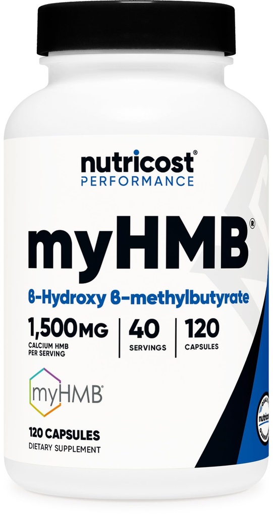 Nutricost myHMB Kapsler 1.500MG Calcium HMB Per Servering, 120 Kapsler, 40 Servering - Performance Line, Calcium B- Hydroxy B- methylbutyrat Monohydrat
