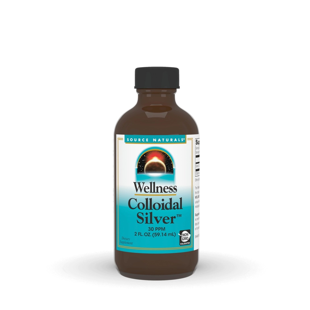 Kilde Naturals Wellness Kolloid Sølv, 30 ppm, Non- GMO flydende kosttilskud, der understøtter fysisk velvære * - 2 Fluid oz