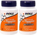 NOW Foods L-Theanine 200 mg, 60 Vegetable Capsule (2 Pack)