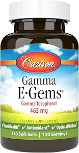 Carlson - Gamma E- Gems, 465 mg, Gamma Tocopherol, E-vitamin Tocopherol, Optimal Wellness, 120 Softgel