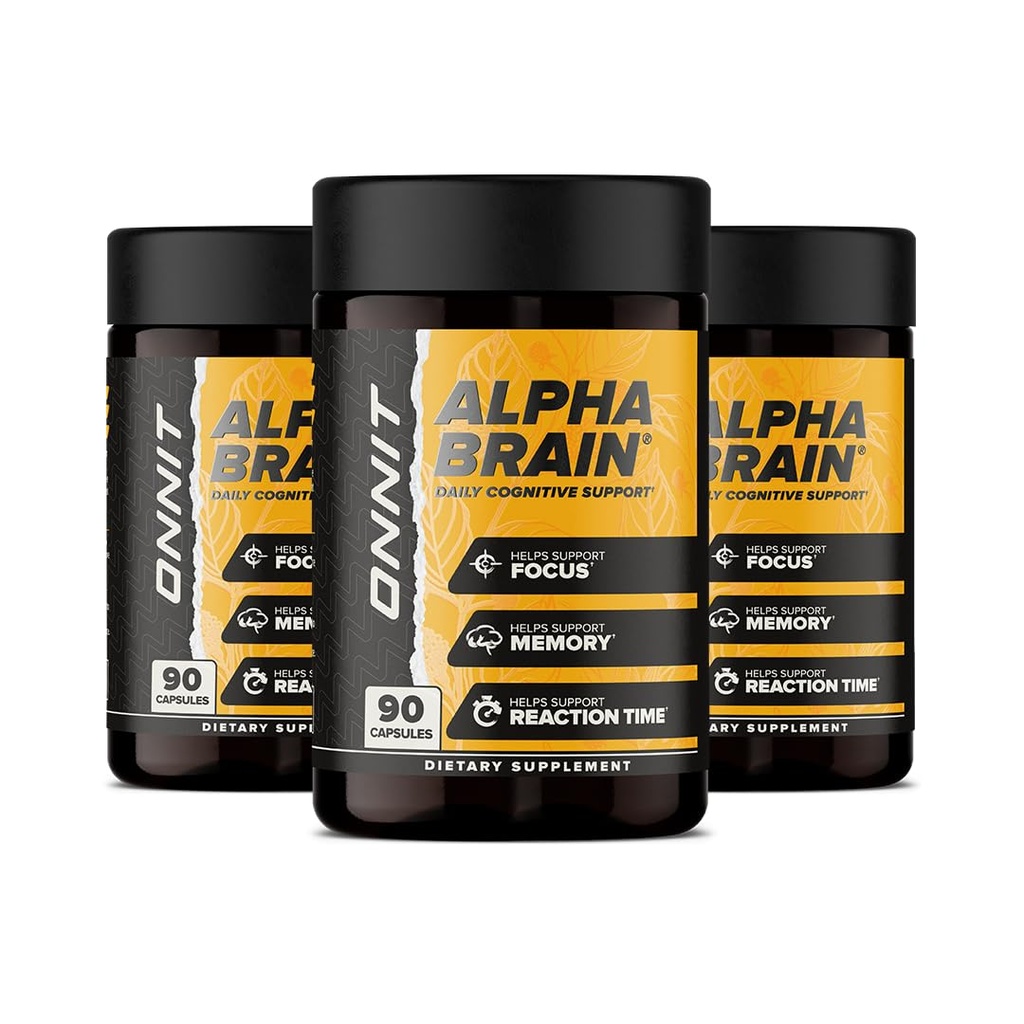 ONNIT Alpha Brain (270ct) - Premium Nootrop Brain Supplement - fokus, koncentration og hukommelse - Alpha GPC, L Theanine & Bacopa Monnieri