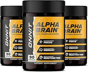 ONNIT Alpha Brain (270ct) - Premium Nootrop Brain Supplement - fokus, koncentration og hukommelse - Alpha GPC, L Theanine & Bacopa Monnieri