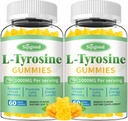 L- Tyrosine Gummies for voksne og børn - 1000mg L- Tyrosine Supplement Focus Gummies for Brain, Mood, Energy Support, Vegan & Gluten- Free, Mango Flavor, 120 Greve