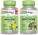 SOLARAY Mullein Leaf 330 mg og Hawthorn Berry Capsules 1050 mg - Lindrende herbal support bundle for total sundhed og wellness - Vegan, non-GMO, 60- dag garanti, Lab Verified, 200 / 180 VegCaps
