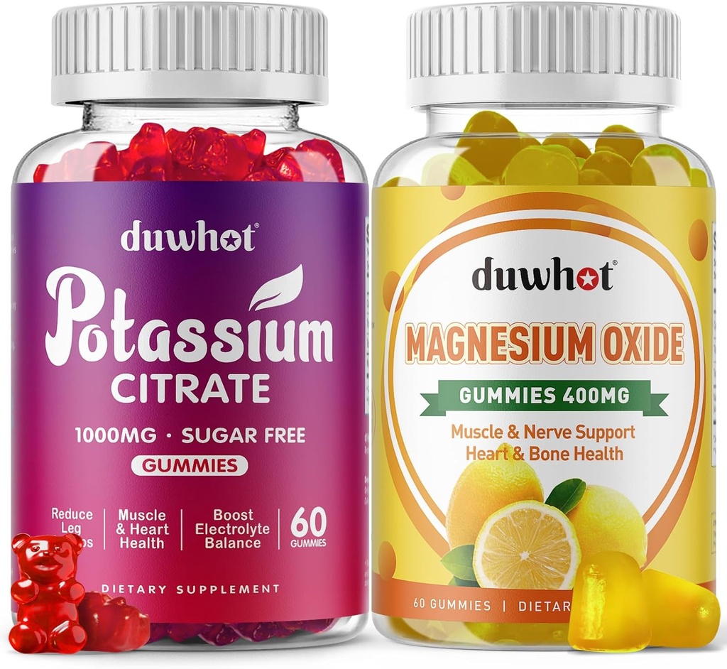 Potassium Citrate Gummies 1000mg, Magnesium Oxide Gummies 400mg, Supplement for Adults