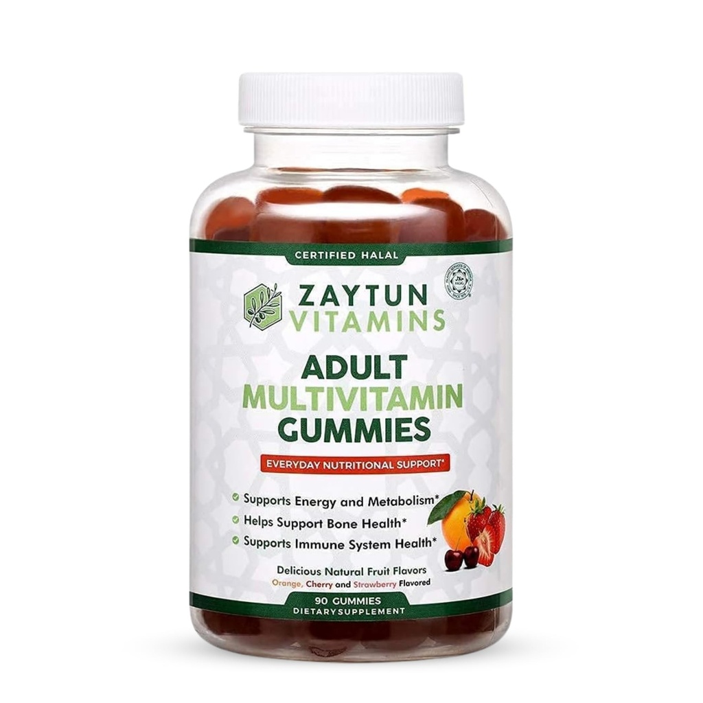 Halal Voksen Multivitamin Gummies til mænd, Kvinder, Komplet Hver dag Ernæringsstøtte med Biotin, Vegan, Naturlige Frugtsmag, Non- GMO, Lavet i USA - Halale vitaminer