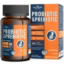 100 Millioner Probiotika til mænd og kvinder 27 Strops 5 Økologisk Prebiotika til Gut fordøjelse og immunforsvar, Understøtter Diarré Gas Bloating, Non- GMO, Zero Fillers - Made in USA