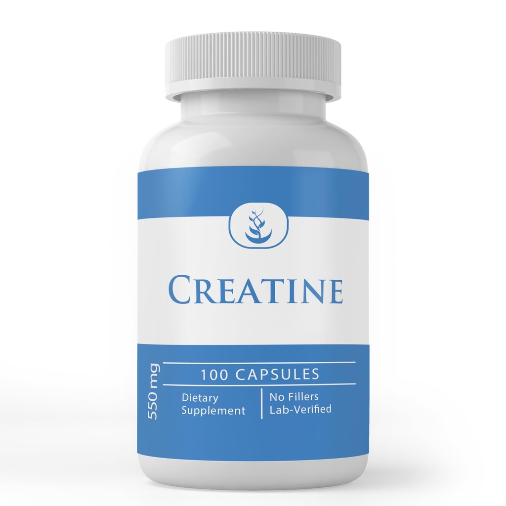 PURE ORIGINAL INGREDIENSER Creatin, (100 kapsler) Altid ren, ingen tilsætningsstoffer eller fyldstoffer, Lab Verified