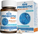 Raw Probiotika til kvinder & mænd - 100 milliarder CFU, 35 Spor, Organic Prebiotics & Natural fordøjelsesenzymer til fordøjelse, Gut & immunforsvar - Dairy, Soy og Gluten Free, Non-GMO, 60 Veganske kapsler
