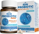 Raw Probiotika til kvinder & mænd - 100 milliarder CFU, 35 Spor, Organic Prebiotics & Natural fordøjelsesenzymer til fordøjelse, Gut & immunforsvar - Dairy, Soy og Gluten Free, Non-GMO, 60 Veganske kapsler