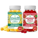 Lunakai Vitamin D3 Gummies og kvinders Multivitamin Gummies Bundle - Immunitet, Knogle og Mood Support - 100% daglig værdi af 16 essentielle Vitamin og mineral Sund Gummy - 30 dages forsyning