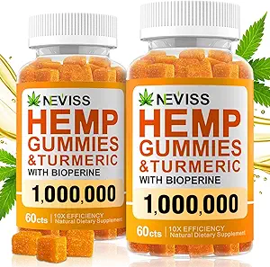 (2 Pack) Hamp Gummiés med gurkemeje & Bioperine 1000000, 100% Organic Natural Hamp Gummiés Made in USA.