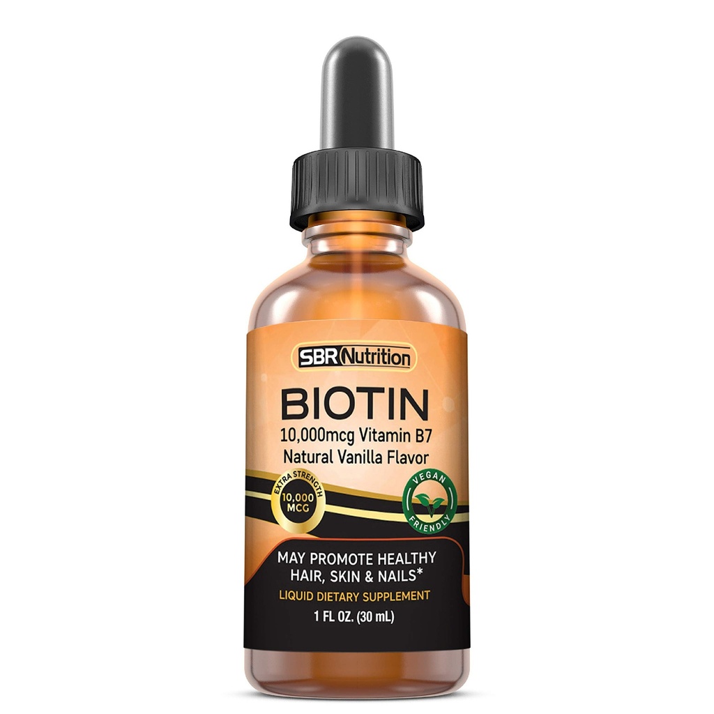 MAX Absorption Biotin Liquid Drops, 10000mcg Biotin Per Serving, 60 Servering, Ingen kunstige konserveringsmidler, Vegan Friendly, Understøtter sund hårvækst, stærke negle og glødende hud, Lavet i USA