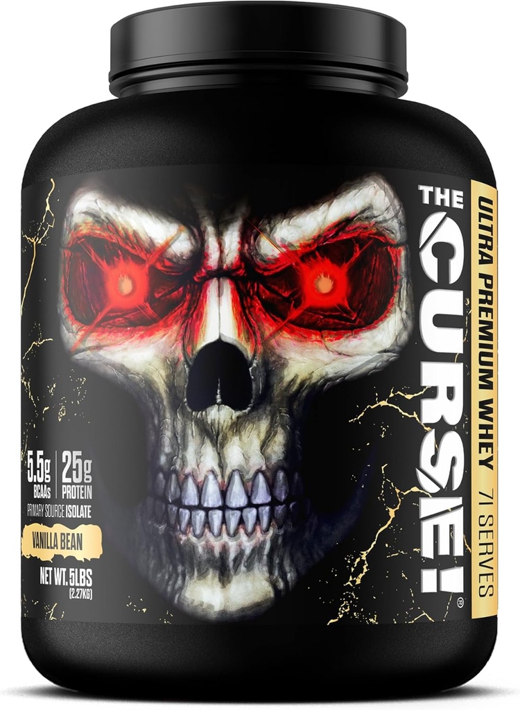 JNX SPORTS The Curse! Ultra Premium Whey Protein Powder Vanilla Bean 5lb | 25g Protein Per Serve, Primary Source Whey Isolate