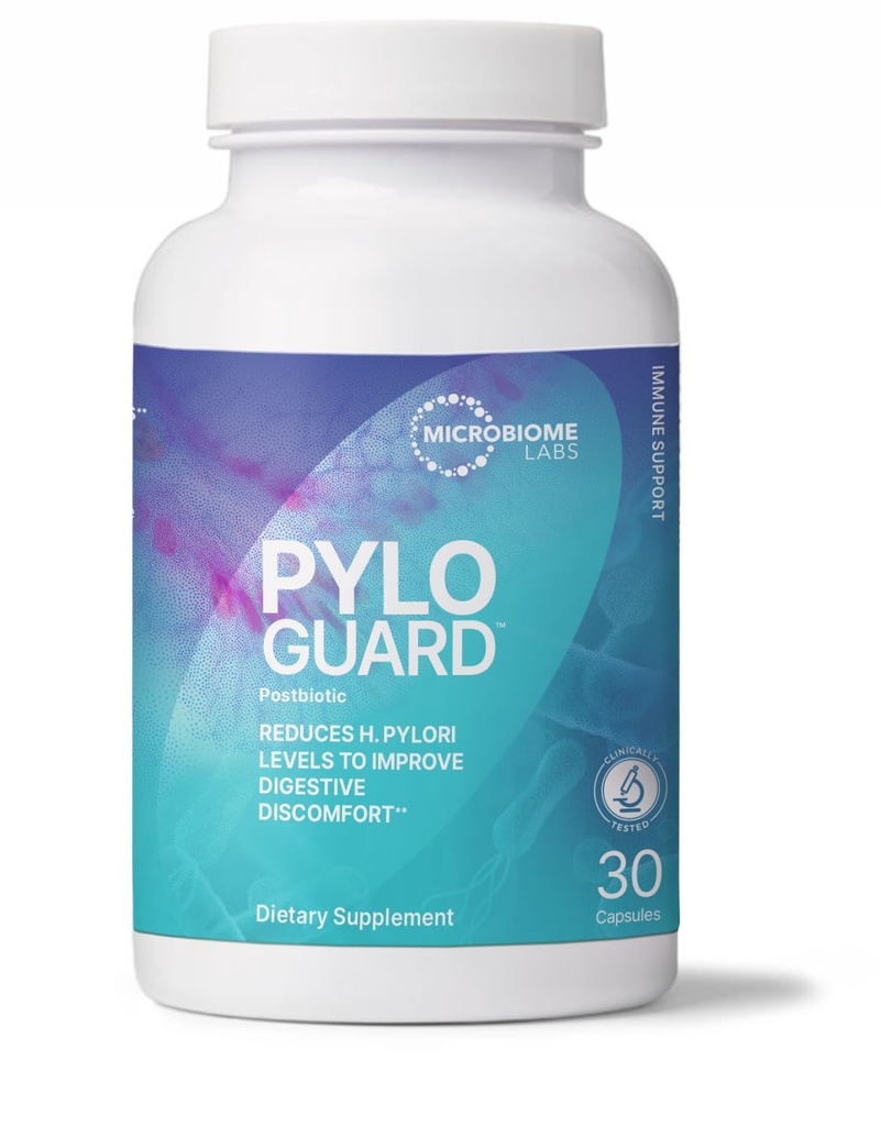 Mikrobiome Labs PyloGuard - Patenteret L reuteri DSM17648 at forbedre fordøjelseskomfort - Gut Health & immunsupport supplement - Postbiotisk (30 kapsler)