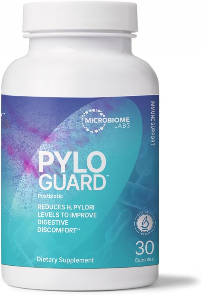 Mikrobiome Labs PyloGuard - Patenteret L reuteri DSM17648 at forbedre fordøjelseskomfort - Gut Health & immunsupport supplement - Postbiotisk (30 kapsler)