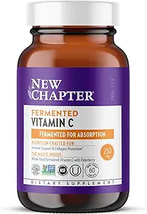 Nyt kapitel Gæret C-vitamin + Elderberry, ONE Daily for immunforsvar & Collagen Protection, Lavet med økologiske urter, Certified Vegan, Gluten Free, 60 Greve