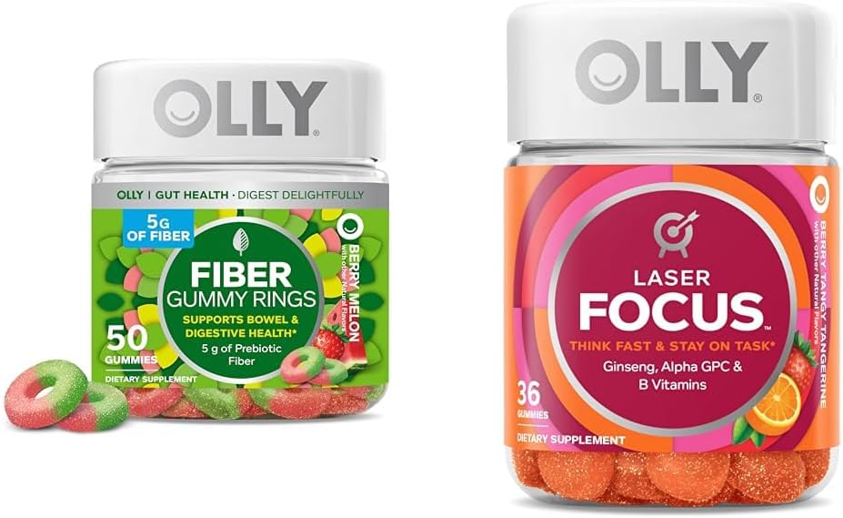 OLLY Fiber Gummy ringe 50ct & Laser Focus Gummy 36 Greve