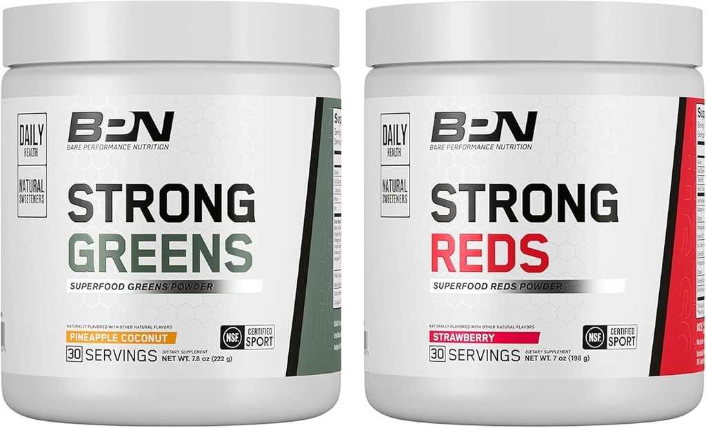 BARE YDEEVNE NETRITION BPN Stærke Grønne (Ananas kokos) & røde (Jordbær) Superfood Bundle