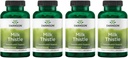 Swanson Milk Thistle (Standardized) - Urte Lever Support w / 80% Silymarin - Naturlig Formel Hjælper til at opretholde total sundhed & velvære - (120 kapsler) (4 Pack)