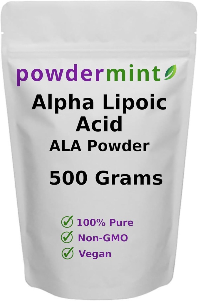 Alpha lipoinsyre pulver (RS- ALA, Pure ALA) (multiple størrelser) Antioxidant (ALA pulver) Scoop inkluderet