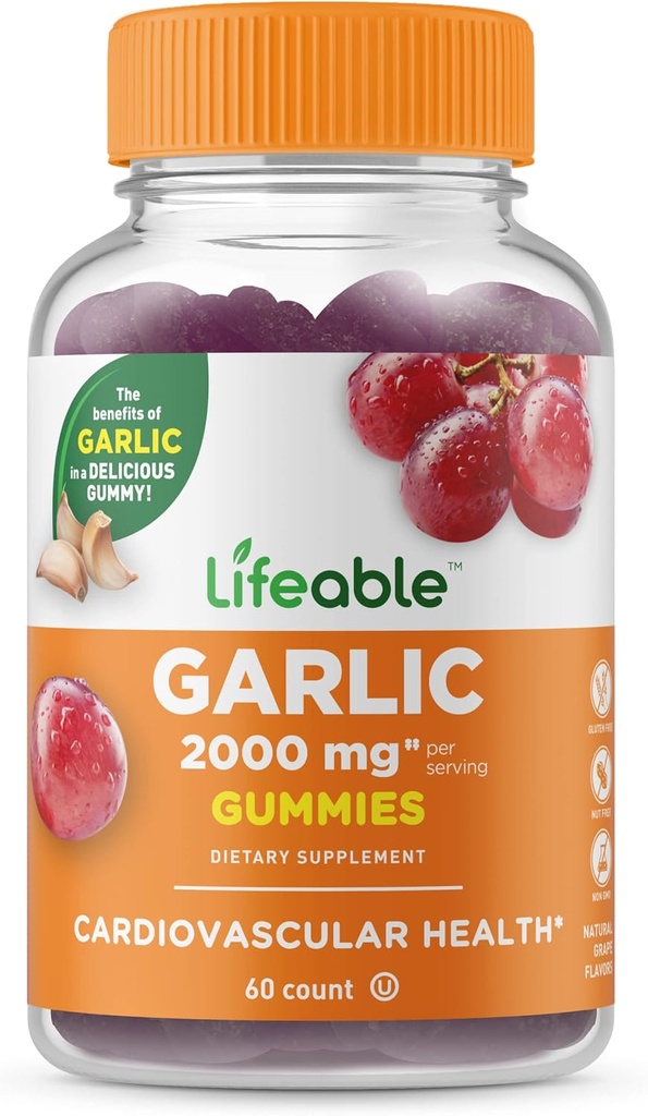 Livbare hvidløg Gummier - 2000 mg - Great Tasting Natural Flavor Gummy Vitamin Supplement - Gluten Free, Vegetarisk, GMO Free Chewable - for voksne 90 Gummies