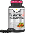 Bariatric Multivitamin med Jern til kvinder & mænd - All- in- One 42 Superfood Blend til energi & immunstøtte - Post- Kirurgi Inddrivelse, Easy- to- Swallow, Halal, Made in USA (60 flydende kapsler)