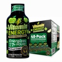 Vitamin Energy Workout + ekstra styrke energi Shot Sour Apple 48 Pack, 260mg Natural Koffein, Pre- Workout, B- Vitamin, Mineraler, Endurance & Performance, Zero Sugar, Gluten- Free, Vegan, 1,93 fl oz