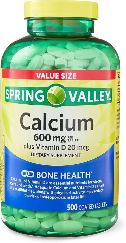 ij Calcium Plus D- vitamin tabletter Kosttilskud Værdi Størrelse, 600 mg, 500 Tælling