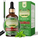 Organic Chlorophyll Flydende dråber Liposomal for kvinder & mænd, 6-in-1 Grønne Superfood Vegan Chlorophyll w / Spirulina, Hvede Græs, C-vitamin B12 A for intern deodorant *, Energi, fordøjelsesfremmende, 1Pakker / 2 Fl Oz