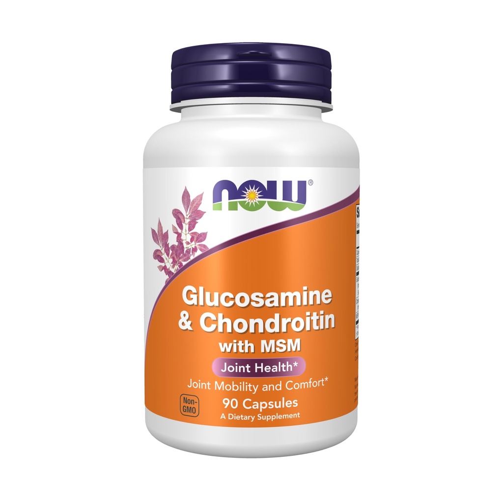 Now Foods Supplements, Glucosamin & Chondroitin med MSM, fælles sundhed, mobilitet og komfort *, 90 Veg kapsler