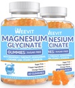 Sugar- Free Magnesium Glycinate Gummies med L- Threonate, Magnesium Kosttilskud til kvinder og mænd med Ashwagandha, L- Theanine, GABA, C-vitamin, B6
