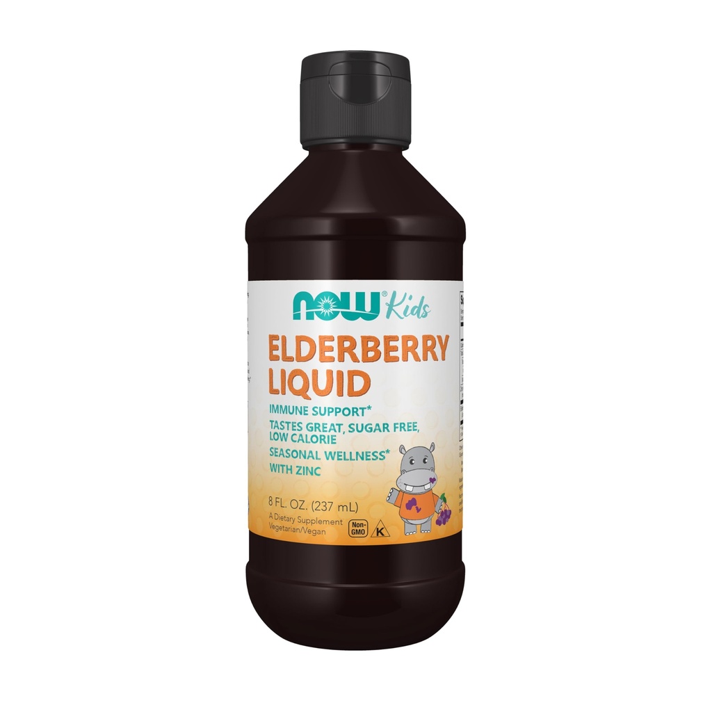 NU Kosttilskud, Flydende Elderberry til børn med zink og Astragalus, immunforsvar *, 8-Ounce, emballage kan variere