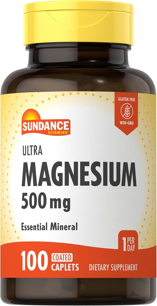 Sundance Magnesiumtillæg: 124; 500mg; oxid: 124; 100 overtrukne kapsler: 124; vegetarisk, ikke-GMO og gluten fri