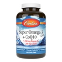 Carlson - Super Omega-3 Gems + CoQ10, 1200 mg Omega- 3s 200 mg CoQ10, cirkulationsfunktion, Energy Production & Circulatory Support, 120 Softgels