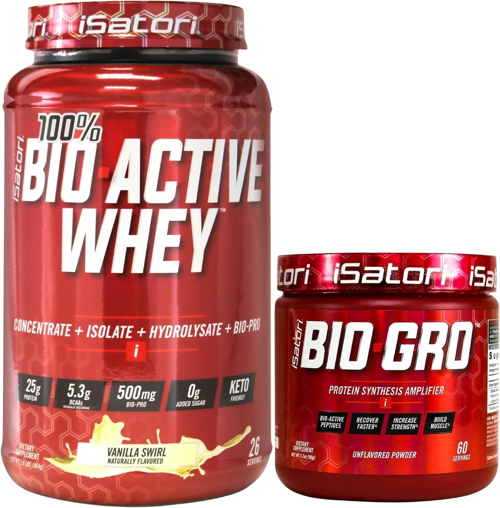 iSatori Bio- GRO Vanilla Ice (60 Servere) & Bio- Active Whey Protein Powder Unflavored (30 Servere)