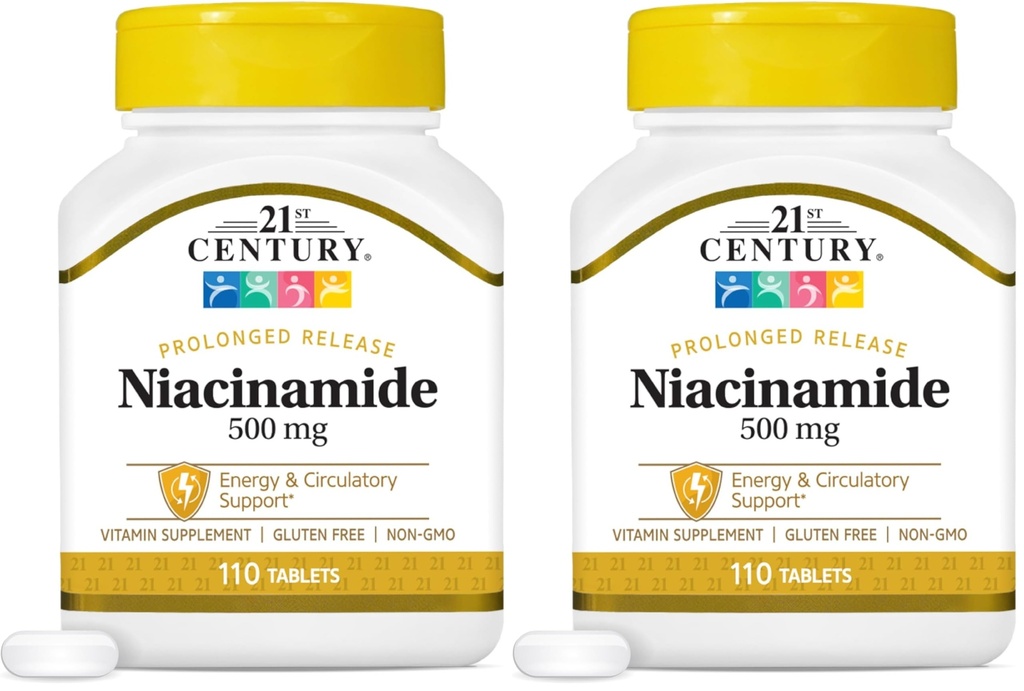 21. Century Niacinamid 500 mg depottabletter, 110- greve (pakke med 2)