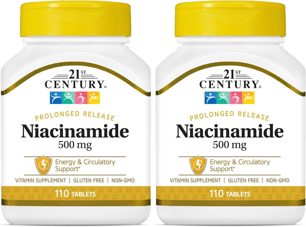 21. Century Niacinamid 500 mg depottabletter, 110- greve (pakke med 2)