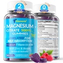 Magnesium Citrate Gummies 500mg for kvinder Mænd Sukker fri, Magnesium Citrate for Forstoppelse 124; Chelated Magnesium Gummies med B6 for Mad, Slap af 124; Calcium Magnesium Zink D3 supplement til ben og muskel