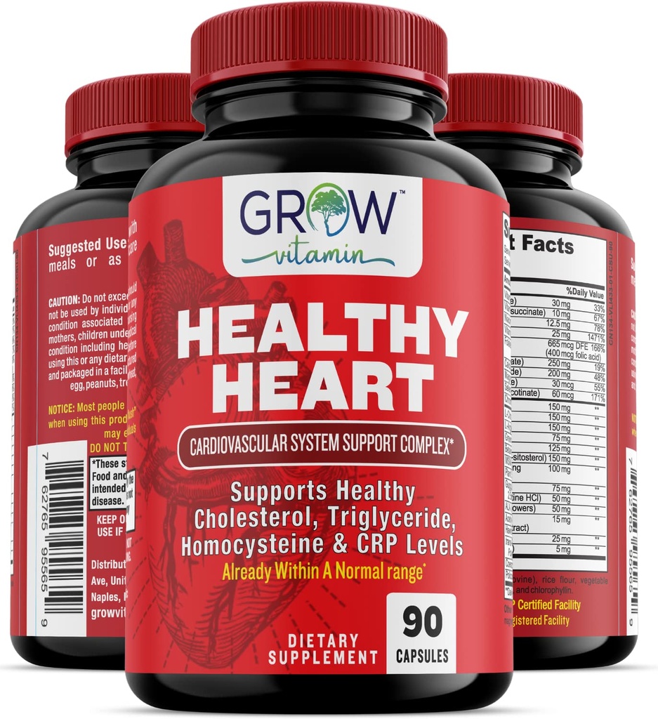 Heart Support, Promoes Cardiovaskulær Sundhed, Triglycerid, Homocystein, og CRP Niveauer, Natural Artery Cleanse, Lavet med 22 Premium urter & vitaminer