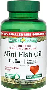 Nature's Bounty Fish Oil 1290 mg Mini Softgels - 90 ct, Pack of 5