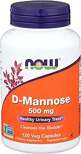 Now Foods D-Mannose, 120 Caps 500 mg (Pack of 3)