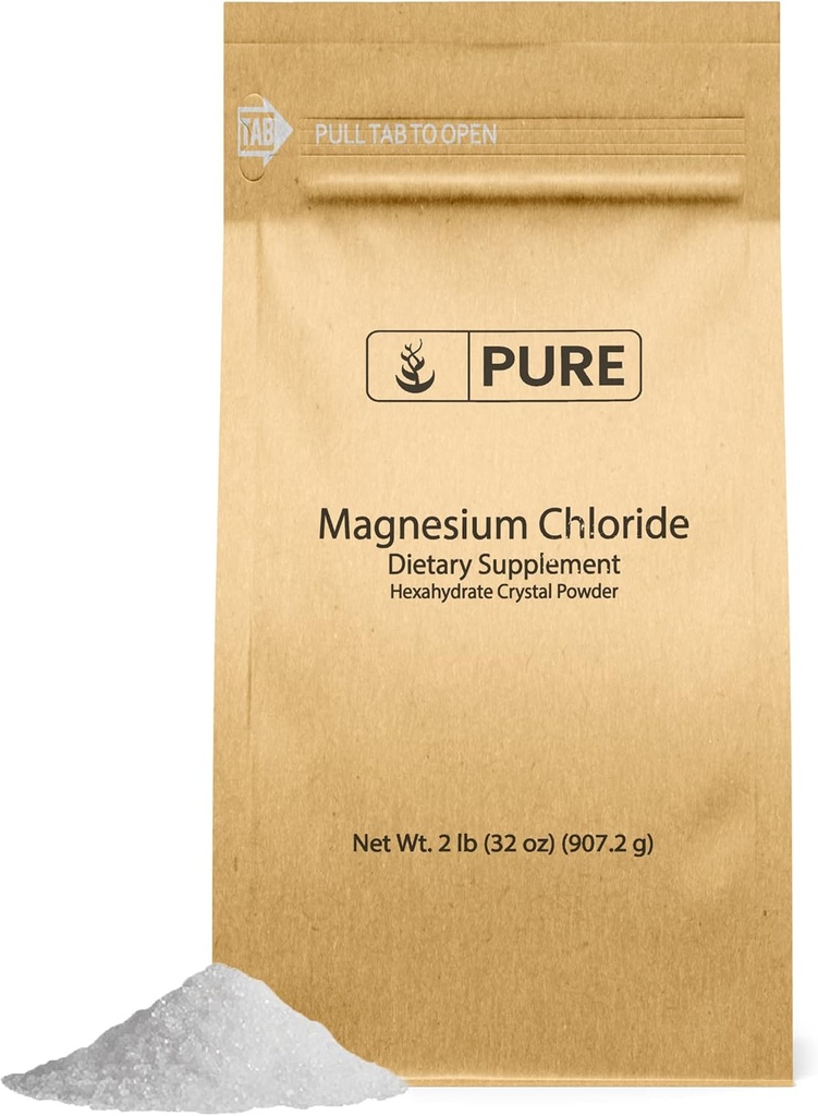 Pure Original Ingredients Magnesium Chlorid (2lb) Oral supplement, Crystal Powder, Magnesium supplement, Food Grade